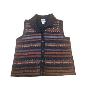 Pendleton Knockabouts Wool Blend Fair Isle Sweater Vest Navy Burgundy Large